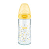 Nuk First Choice Silicone Glass Feeding Bottle For 0-6month Baby Yellow  240ml 10745097 | 24hours.pk