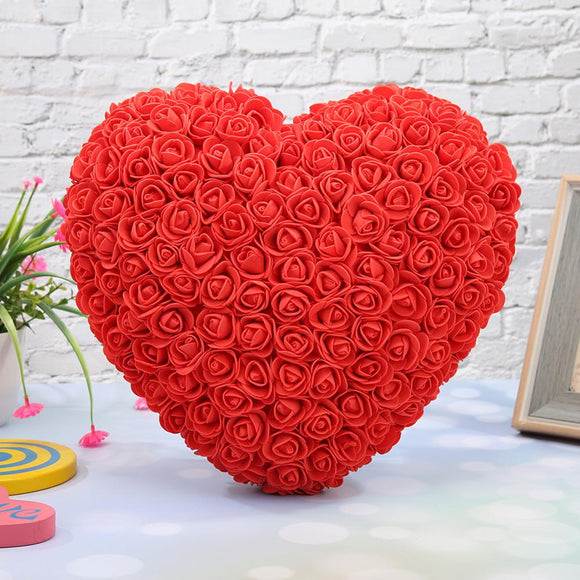 Red Rose Heart Shaped Valentine Love Cushion  Romantic Valentine Birthday Gift Wedding Decoration | 24hours.pk