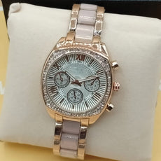 Women Square Dial Watch White Dial With Golden Chain 71631