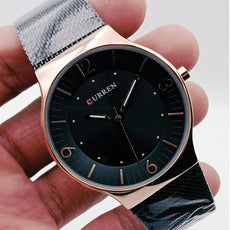 Curren Stainless Steel Back Mash Black Color Chain Tose Gold In Black Watch For Men's 61235