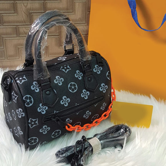 Cross Body Dhol Style Bag With Half Belt Half Chain Black 9299