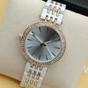 Women Rounded Diamonds Dial Watch White Dial And White & Golden Strip Chain 71631