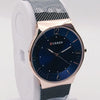 Curren Stainless Steel Back Mash Black Color Chain Tose Gold In Blue Watch For Men's 61235