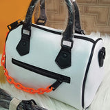 Cross Body Dhol Style Bag With Half Belt Half Chain Plain Design White 9299