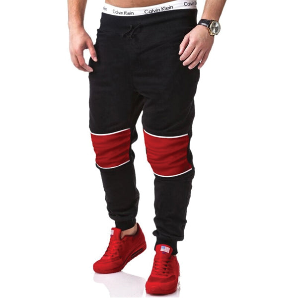 A&S Red & Black Patch Men's Trousers In Multicolors