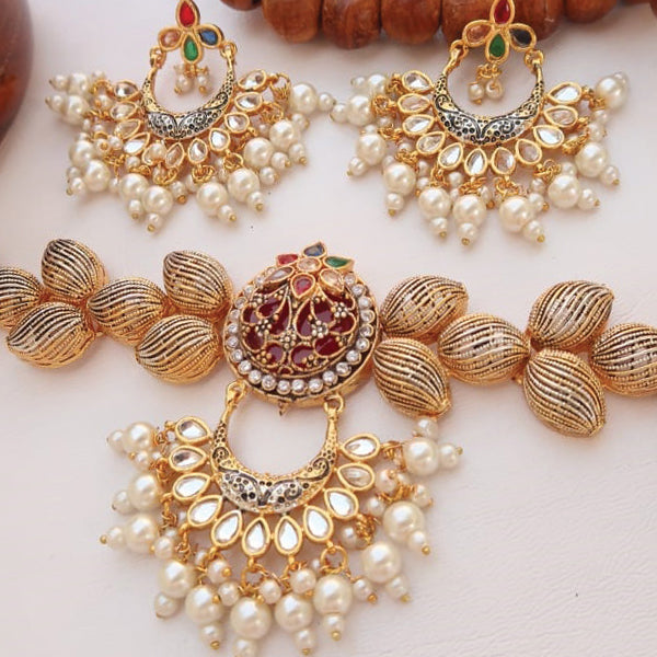 New  Design Pearl Necklace Set For Womens & Girls Dark Random Colors 8876 | 24hours.pk