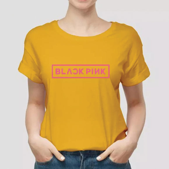 Black Pink Printed Unisex Half Sleeve Printed Half Sleeve T-shirt Yellow 99910