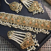 Set Hadrabade Malty Simple Design Necklace For Women In Peach Color Stones 51133