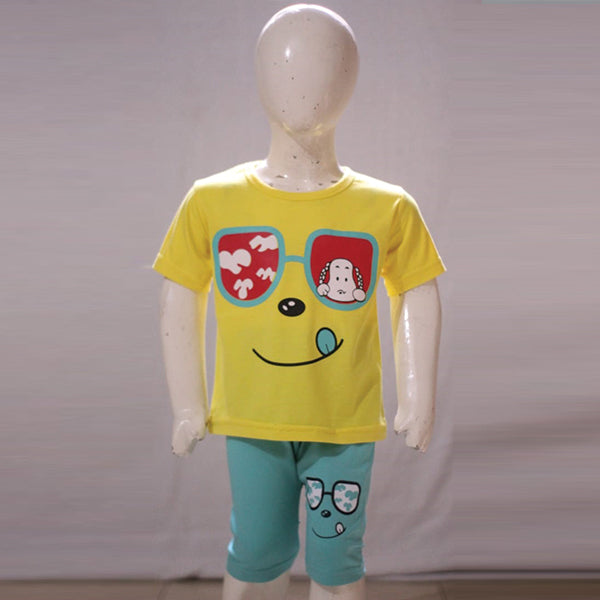 Smiley Sunglasses Printed Malai Jersey Stuff Baba Suit Multicolors