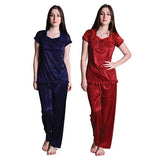 Pack of 2 Women Satin Set Free Size Rani Night Suit 3414