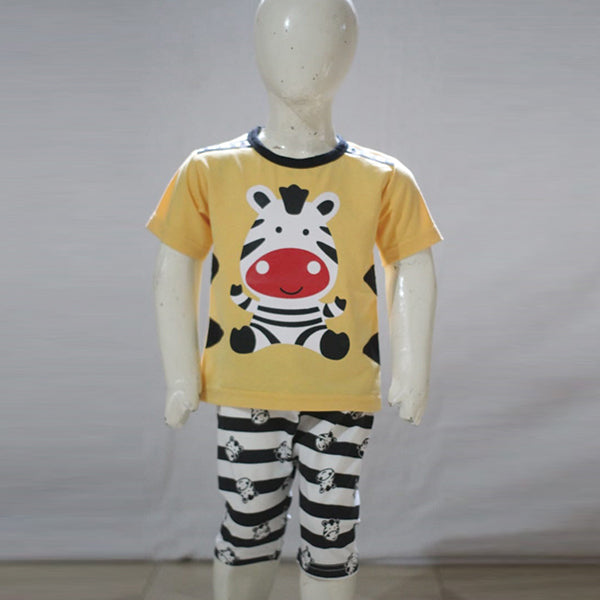 Zebra Character Printed Malai Jersey Stuff Baba Suit Multicolors