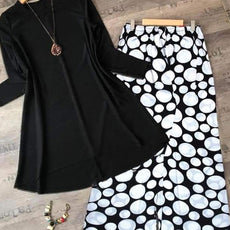 Lollypop Plain Black Shirt and Printed Trouser