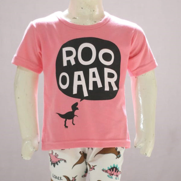 Rooaar Dinosaur Printed Malai Jersey Stuff Baba Pink