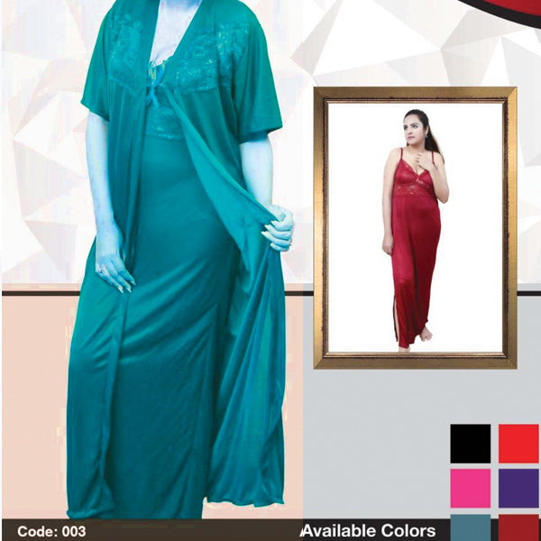 Roses Maroon Silk Nighty Set For Womens FM0098 | 24hours.pk