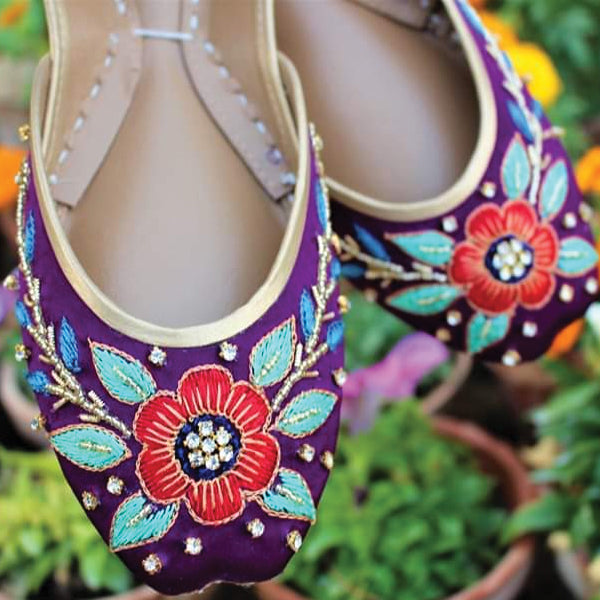Latest Khussa Pair for Women Leather Purple 67843 | 24hours.pk