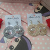 Beautiful Pearl With Diamonds Eclipse Earrings For Her Random Colors | 24hours.pk