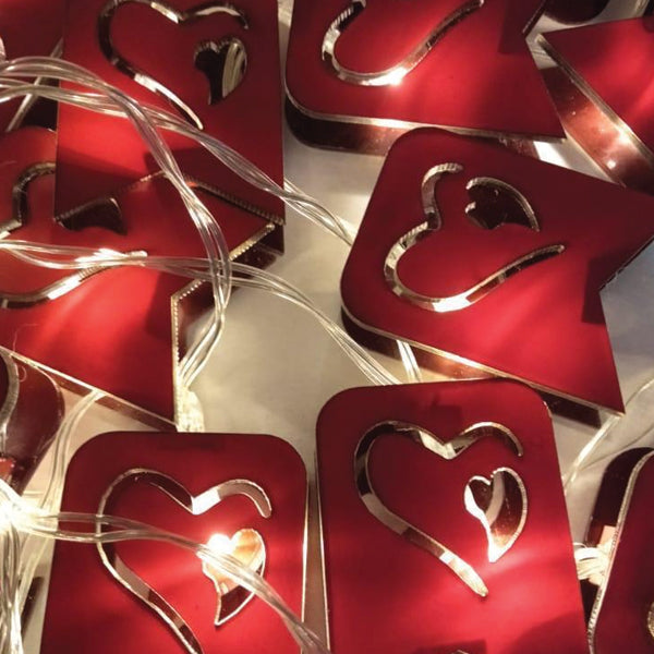 Acrylic Material Hearts Fairy Light 3 Meters length 20 Heart Bulbs Valentines Day Led Lights 3441 | 24hours.pk