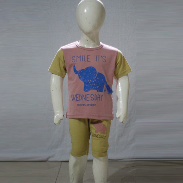 Smile It's Wednesday Printed Malai Jersey Stuff Baba Suit Multicolors