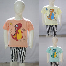 Dinosaur Cartoon Printed Malai Jersey Stuff Baba Suit Multicolors