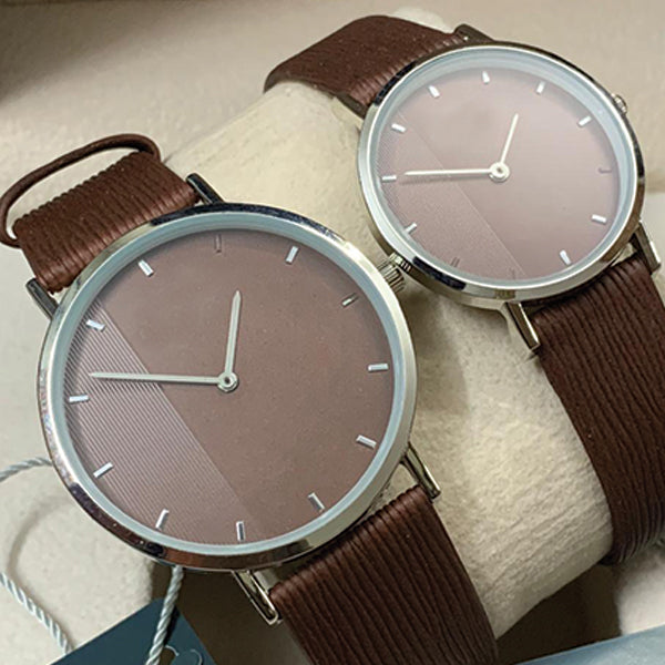 New Stylish Couple Watches High Qualty Best For Valentines Day Watch Pair Brown | 24hours.pk