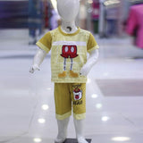 Creative Character Printed Malai Jersey Stuff Baba Suit Yellow