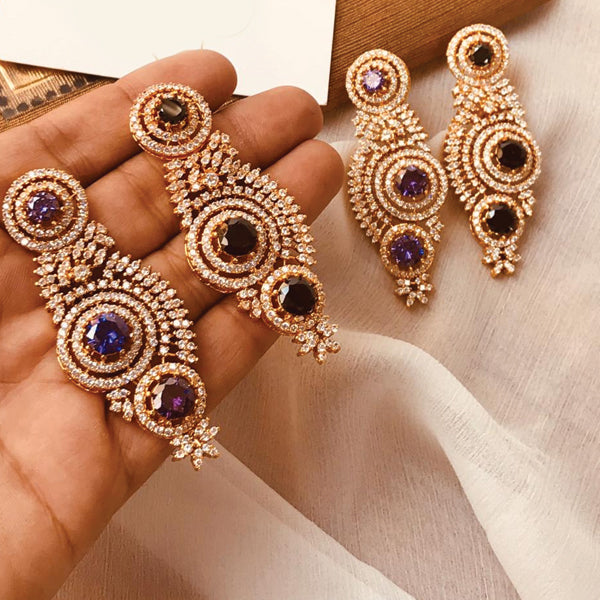 Vintage Gold Plated & Stones Styllish Rounded Shaped Earrings Set For Women's