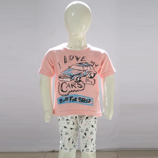 I Love My Car Printed Malai Jersey Stuff Baba Pink