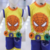Spider Man Face Printed Malai Jersey Stuff Baba Suit Yellow & Blue