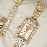 Rectangle Shaped Dial Watch With Bracelet For Women's Golden 542399 | senatorperfumes