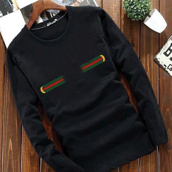 Latest Round Crew Neck Full Sleeve Printed Shirt For Men's Black SP07