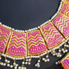 Beautiful Vintage Pearls Golden Necklace With Earrings Set For Womens Pink 70807