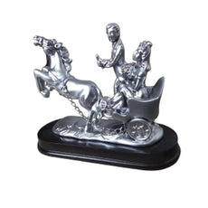 Horse Riding Bride and Groom Couple Showpiece Silver Finish Love couple Statue Romantic Decorative Handicraft Figurine Home Interior Bedroom Décor Showpiece Random Color & Design | 24hours.pk
