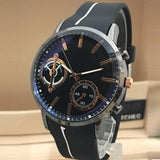 Latest Simple Design Watch Black Strap With Blue & Silver Dial For Men's | Abdul Basit Janjee