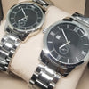 New Stylish Couple Watches Second With Date Ladies And Gents Pair Silver & Black 97996 | Abdul Basit Janjee