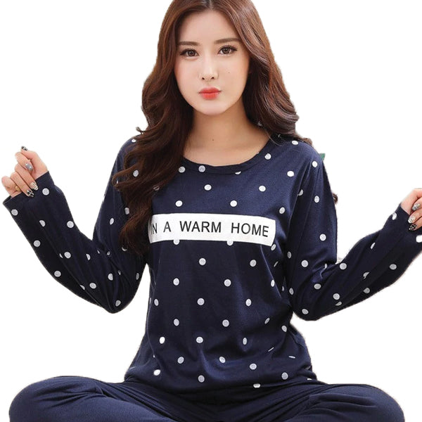 Women Carton Cute Navy Blue Couple Pajama Cotton Pajamas Sleepwear Multi Color Girl Nightwear | 24hours.pk
