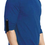 Men's Blue Button Shoulder T-Shirt 22119