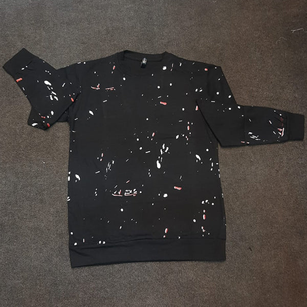 Texture Print Shirt Handmade Printed Long Sleeve Black 88541