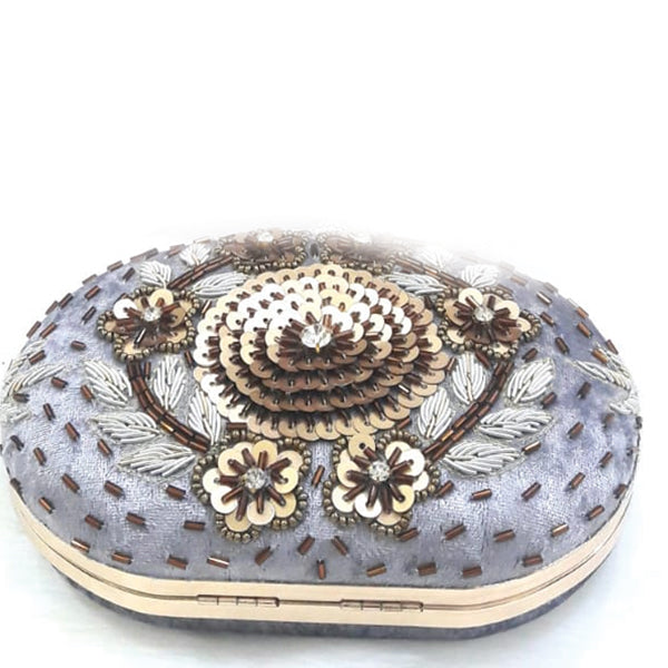 Creative Fashionable Bridal Rounded Shaped Clutch Purse Available In Random Colors 6137