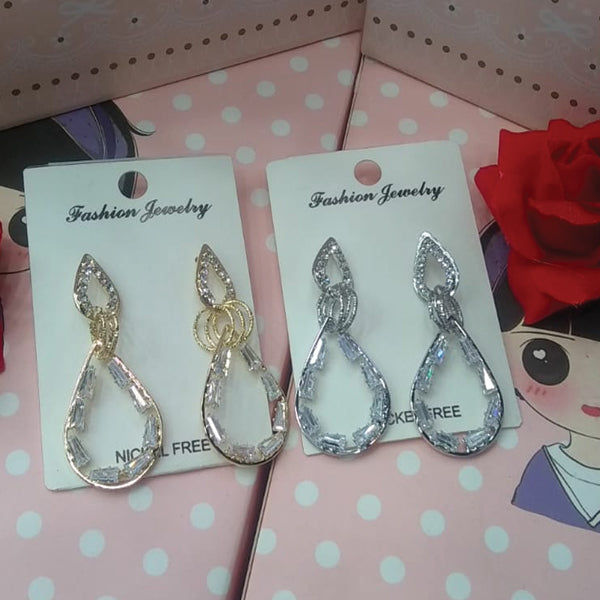 Leaf Shaped with Small Bangles Stylish Fashion Diamonds Earrings For Her Random Colors | 24hours.pk
