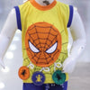 Spider Man Face Printed Malai Jersey Stuff Baba Suit Yellow & Blue