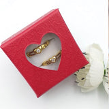 Pack of 2 Single Heart Diamond Design Ring With Heart Design Box For Her Gift or Engagement Golden 0864 | 24hours.pk