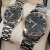 New Stylish Couple Watches Second With Date Ladies And Gents Pair Black Dial With Golden & Silver Chain 97996 | Abdul Basit Janjee
