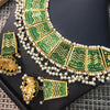 Beautiful Vintage Pearls Golden Necklace With Earrings Set For Womens Green 70807