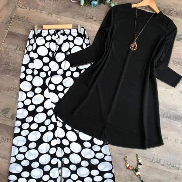 Lollypop Plain Black Shirt and Printed Trouser