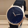 Latest Stylish High Quality Dark Blue Dial Golden Case With Black Strap Watch For Men's 598211