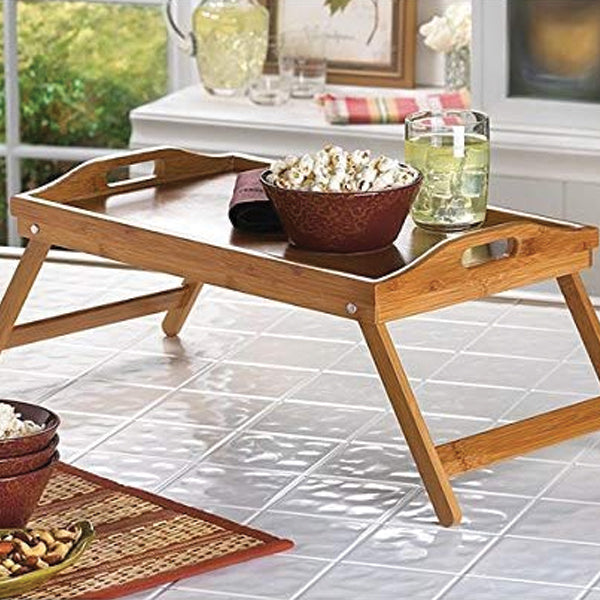 Modern table Solid Easy Fold Brown Wooden Serving tray | 24hours.pk