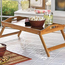 Modern table Solid Easy Fold Brown Wooden Serving tray | 24hours.pk