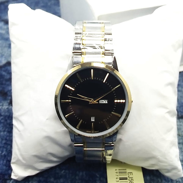 Latest Luxury Wrist Watch With Day & Date Function Silver & Golden Chain With Black  Dial 56421 | Ammad