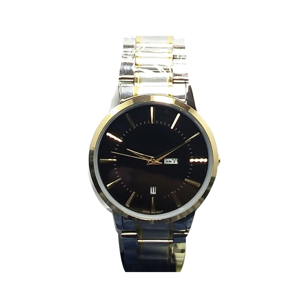 Latest Luxury Wrist Watch With Day & Date Function Silver & Golden Chain With Black  Dial 56421 | Ammad