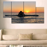 Sunset Men in Sea 3D Image 4pcs Wall Frame WF-170 | 24hours.pk